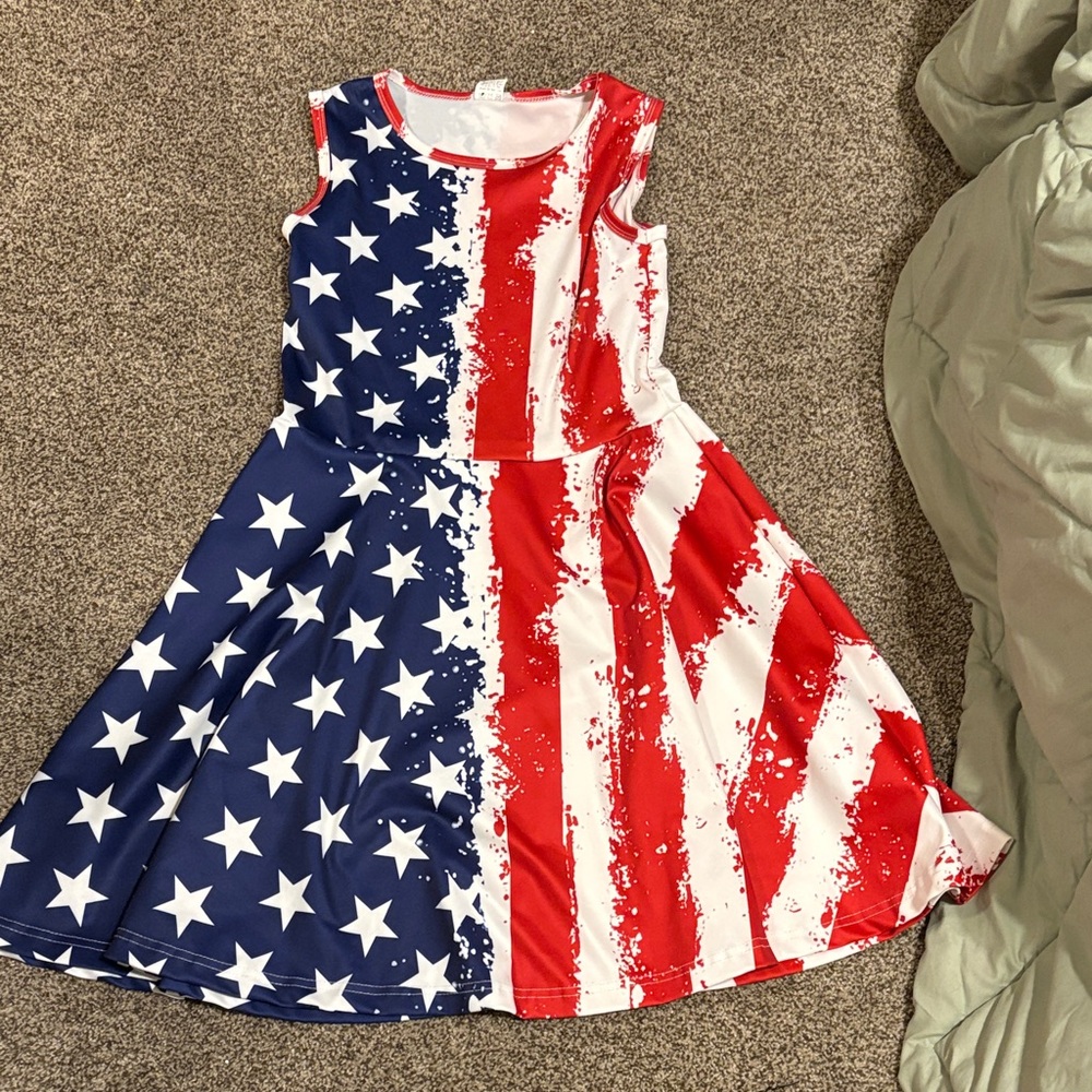 Patriotic Stars and Stripes Kids Dress